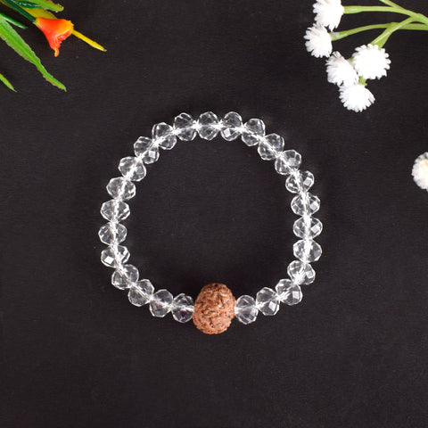 5 Mukhi Rudraksha Bracelet with Sphatik Crystal Beads for Health and Spiritual Growth. India’s Largest Pooja Accessories Brand - www.satvikworld.com