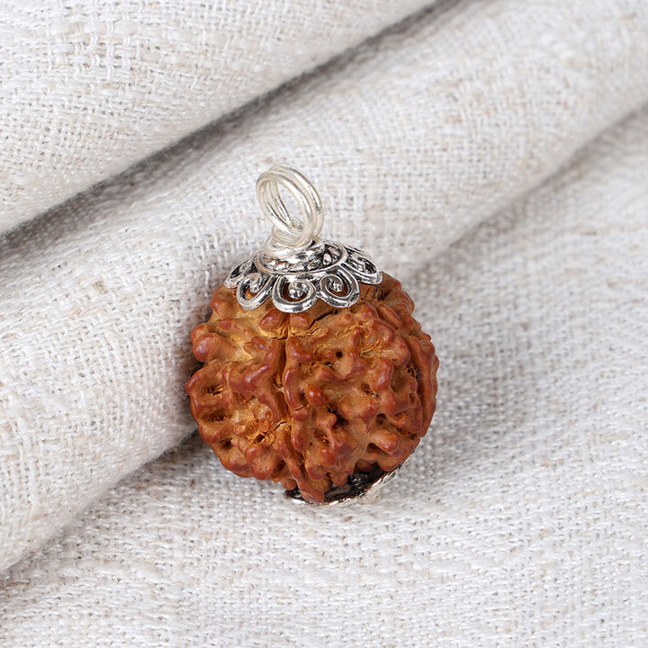 5 Mukhi Rudraksha Pendant with Designed Silver Cap (Without Hook) for Spiritual Protection, Peace, and Positive Energy. India’s Largest Pooja Accessories Brand – www.satvikworld.com