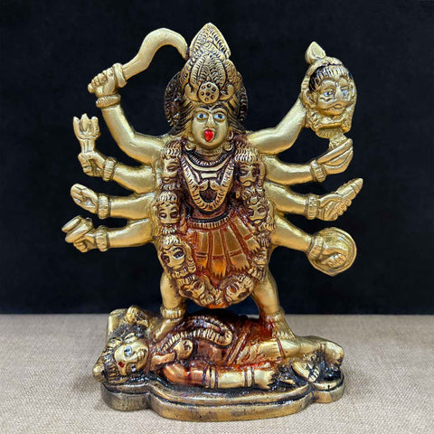 6.7 Inch Brass Kali Mata Sculpture – Exquisite Brass Statue of Goddess Kali, Symbolizing Power, Protection, and Transformation, Perfect for Temple, Home Decor, and Spiritual Worship, Handcrafted with Intricate Detailing for a Sacred Touch, Ideal for Puja and Mandir Decoration, Buy Brass Kali Mata Sculpture Online, Affordable God Statue Prices | India’s Largest Pooja Accessories Brand – www.satvikworld.com