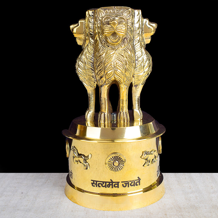 6 Inch Brass Ashoka Pillar Showpiece - Decorative Symbol of India – Ideal for Home & Office Décor, Cultural Gifting, and Traditional Displays | India’s Largest Brass Idols Brand – www.satvikworld.com.