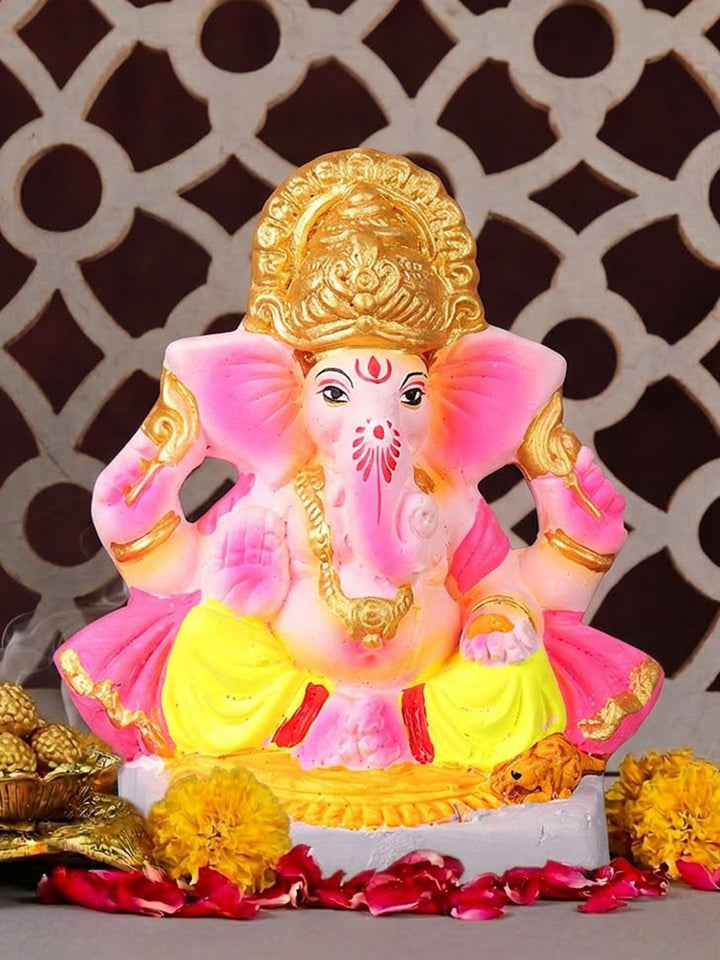 6 Inch Eco Friendly Ganesha Idol in Royal Golden Crown | India’s Largest Pooja Accessories Brand – www.satvikworld.com