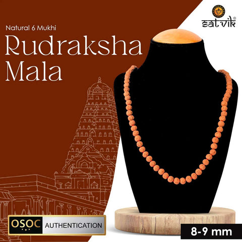 Original 6 Mukhi Rudraksha Mala – 108 Beads for Wisdom, Focus & Emotional Balance. India’s Premium Jap Mala Store - www.satvikworld.com