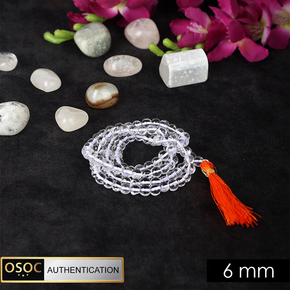 6mm Sphatik Clear Quartz 108 Beads Jaap Mala for Meditation and Healing. 
India’s Largest Pooja Accessories Brand – www.satvikworld.com
