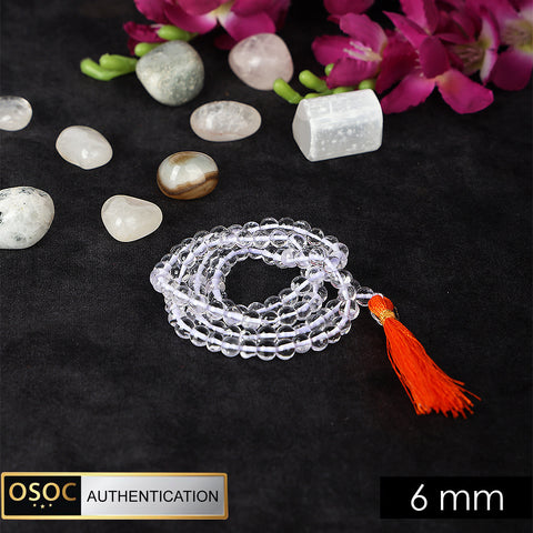 6mm Sphatik Clear Quartz 108 Beads Jaap Mala for Meditation and Healing. 
India’s Largest Pooja Accessories Brand – www.satvikworld.com
