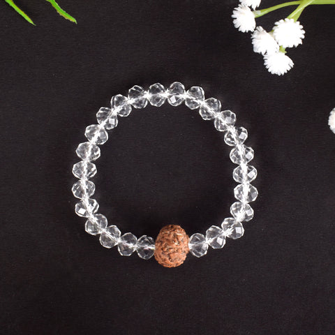 7 Mukhi Rudraksha Bracelet with Sphatik Crystal Beads for Wealth and Prosperity. India’s Largest Pooja Accessories Brand - www.satvikworld.com