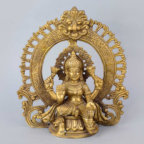8.7 Inch Exquisite Brass Goddess Lakshmi with Prabhaval Idol – Divine Statue of Goddess Lakshmi, Symbolizing Prosperity and Blessings. Handcrafted with Detailed Design, Perfect for Temple, Home Decor, and Spiritual Worship | India’s Largest Pooja Accessories Brand – www.satvikworld.com