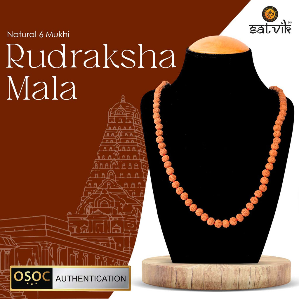 Original 6 Mukhi Rudraksha Mala – 108 Beads for Wisdom, Focus & Emotional Balance. India’s Largest Pooja Accessories Brand - www.satvikworld.com