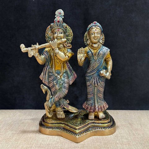 8 Inch Radha Krishna Idol – Divine Brass Statue of Lord Krishna and Radha, Symbolizing Eternal Love, Devotion, and Spiritual Bliss. Handcrafted with Intricate Detailing, Perfect for Temple, Home Decor, and Spiritual Worship. Ideal for Puja, Mandir Decoration, and Bringing Blessings of Peace and Harmony to Your Space | India’s Largest Pooja Accessories Brand – www.satvikworld.com