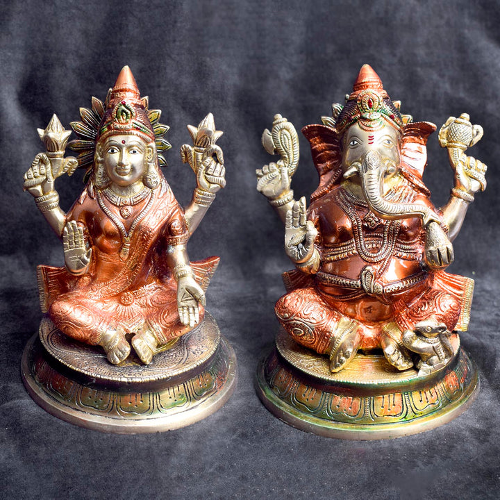 Beautiful handcrafted brass Lakshmi Ganesh idol for home temple and festive pooja. India’s Largest Brass Idols Brand - www.satvikworld.com