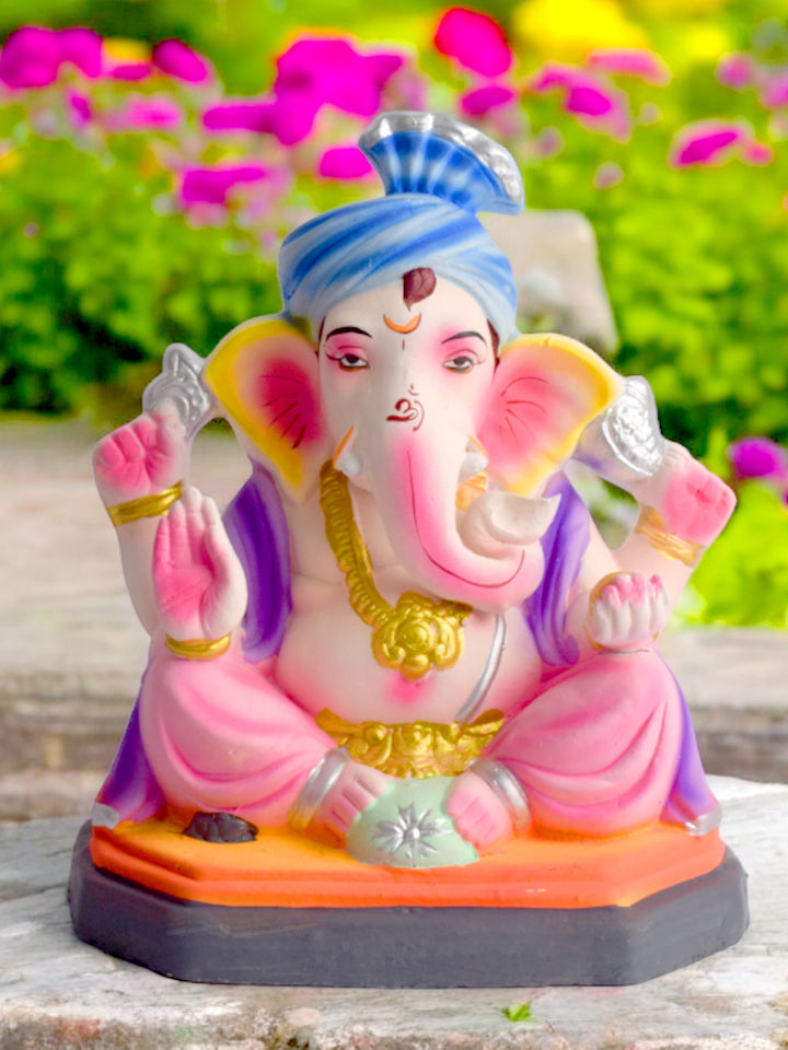 8 Inch Colorful Eco-Friendly Ganesha Idol in Sitting Pose | India’s Largest Pooja Accessories Brand – www.satvikworld.com