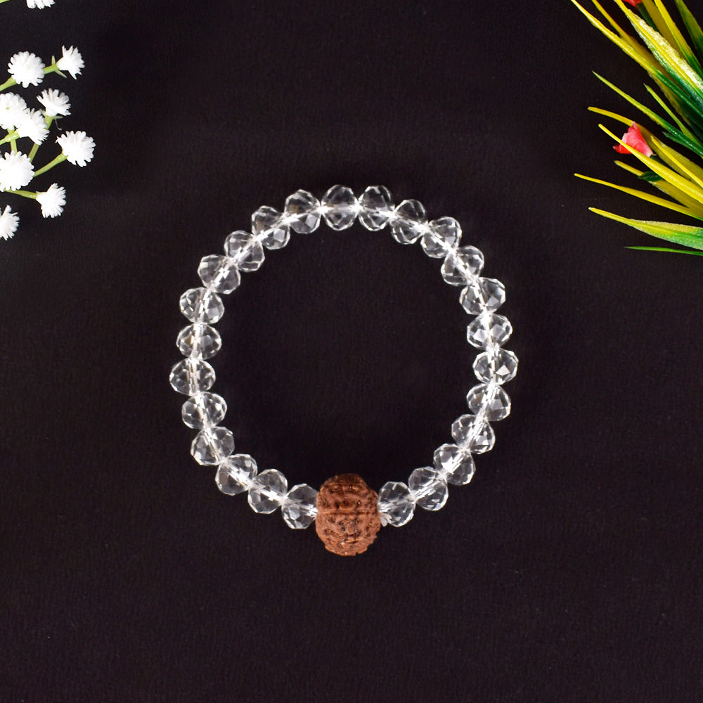 Mukhi Rudraksha Bracelet with Sphatik Beads