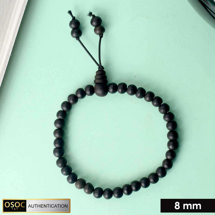8mm government certified Karungali bracelet with gloss finish, suitable for daily wear, spiritual protection, and positive energy. India’s Premium Jap Mala Store - www.satvikworld.com