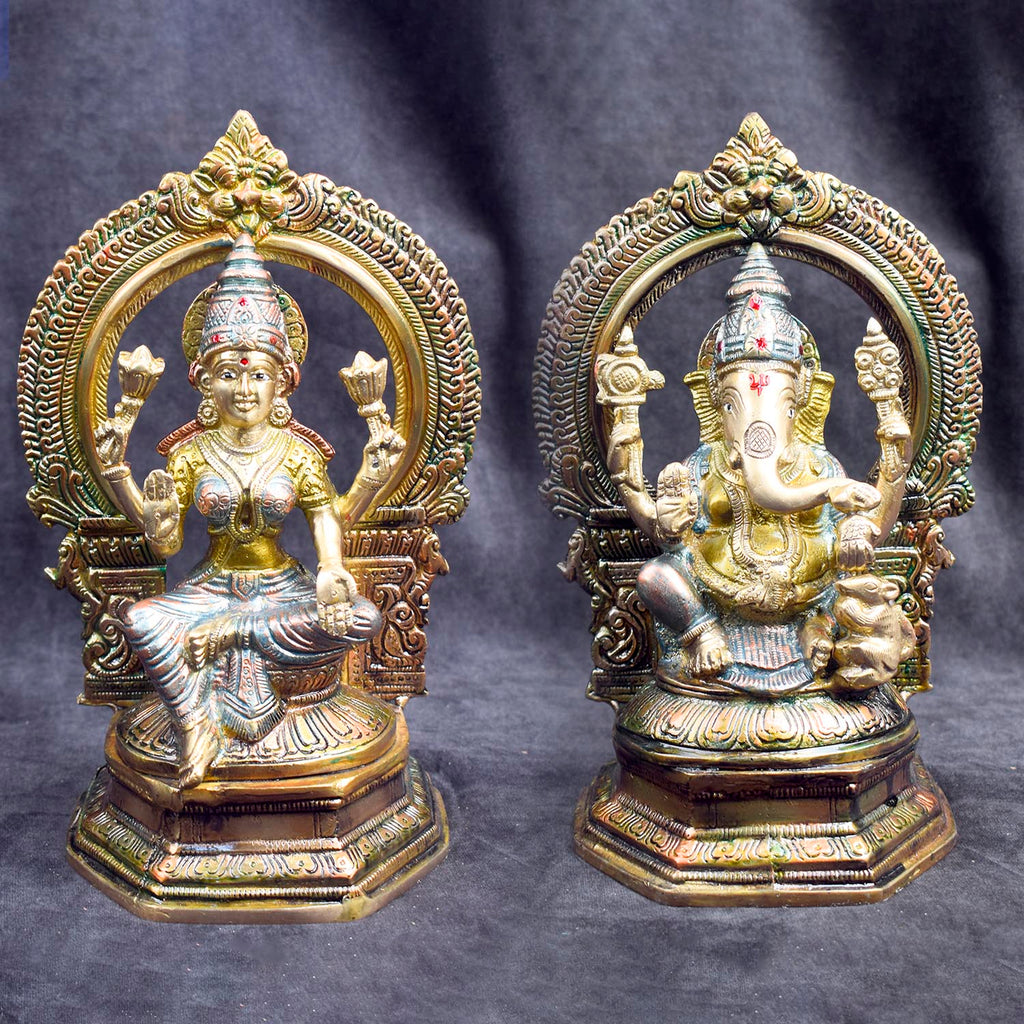Beautiful handcrafted brass Lakshmi Ganesh idol for home temple and festive pooja. India’s Largest Brass Idols Brand - www.satvikworld.com