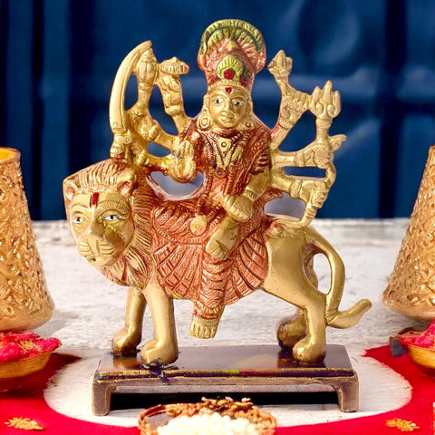 Charming Brass Sherawali Mata Idol – Exquisite Brass Statue of Sherawali Mata, Symbolizing Power, Protection, and Divine Grace, Perfect for Temple, Home Decor, and Spiritual Worship, Handcrafted with Intricate Detailing for Enhanced Devotion, Ideal for Puja and Mandir Decoration, Buy Brass Sherawali Mata Idol Online, Affordable God Statue Prices | India’s Largest Pooja Accessories Brand – www.satvikworld.com