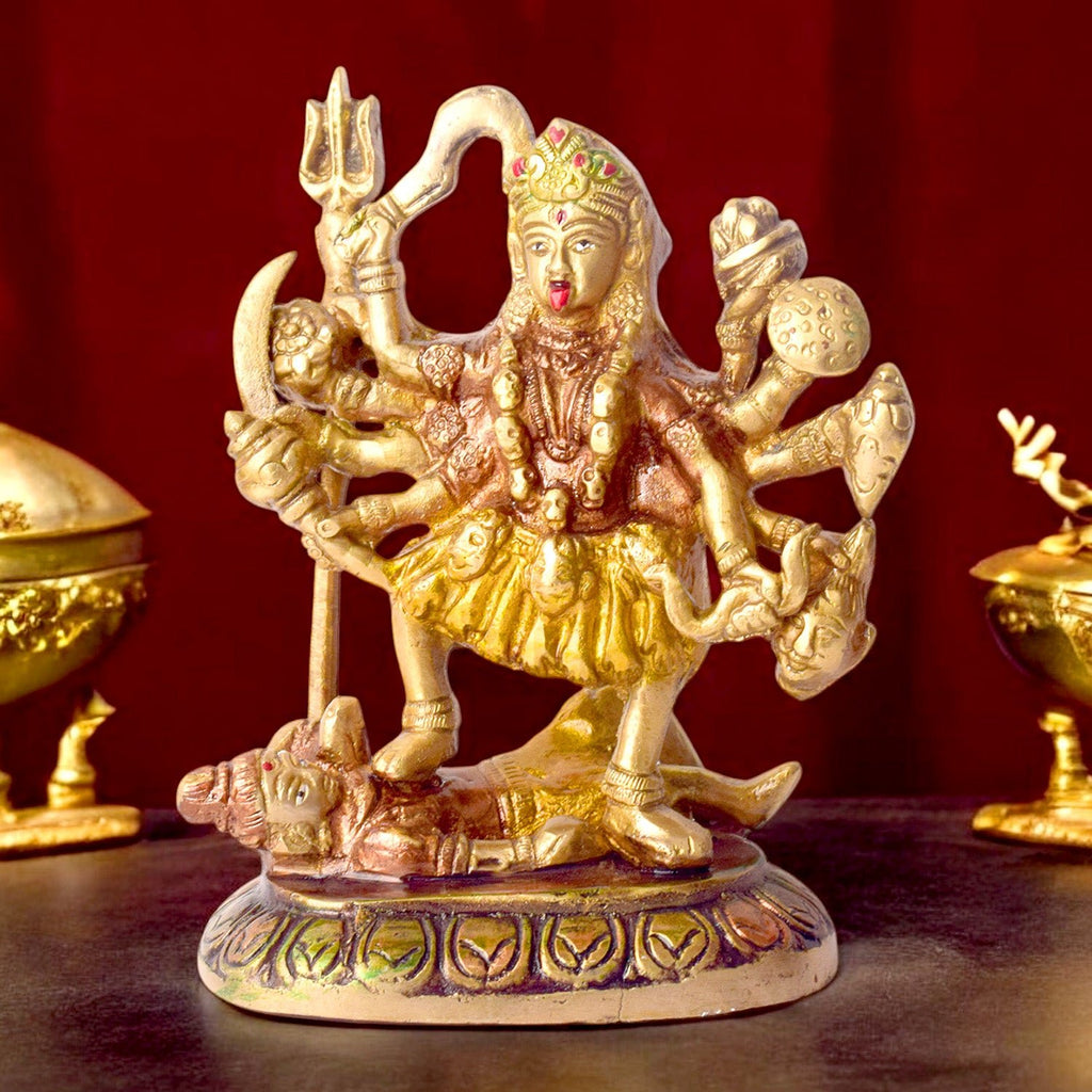 Divine Brass Maa Kali Sculpture – Powerful Brass Idol of Goddess Kali, Embodying Strength, Protection, and the Destruction of Negativity, Perfect for Temple, Home Decor, and Spiritual Practices, Handcrafted with Intricate Detailing to Evoke Divine Energy, Ideal for Puja and Mandir Decoration, Buy Maa Kali Sculpture Online, Affordable God Statue Prices | India’s Largest Pooja Accessories Brand – www.satvikworld.com