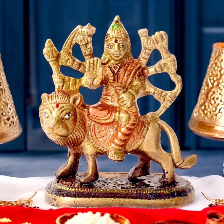 Sacred Brass Sherawali Mata Idol – Divine Brass Statue of Sherawali Mata, Symbolizing Power, Protection, and Blessings, Perfect for Temple, Home Decor, and Spiritual Worship, Handcrafted with Intricate Detailing for a Sacred Touch, Ideal for Puja and Mandir Decoration, Buy Brass Sherawali Mata Idol Online, Affordable God Statue Prices | India’s Largest Pooja Accessories Brand – www.satvikworld.com