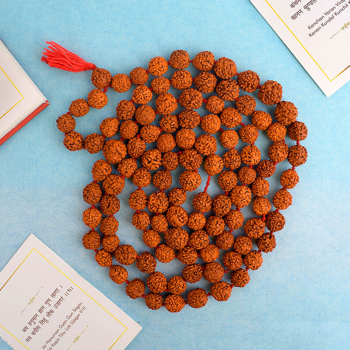Authentic Panchmukhi Rudraksha Jaap Mala featuring 10mm beads, ideal for meditation, chanting, and spiritual practices. Enhances clarity, inner peace, and devotion. India’s Largest Pooja Accessories Brand – www.satvikworld.com