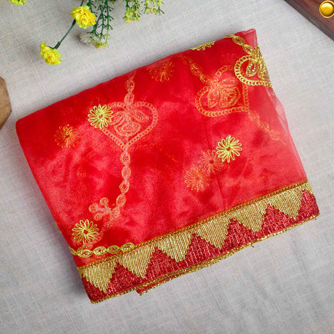 Beautiful Red Mata Chunri for Pooja and Festivals (87x40 inch)