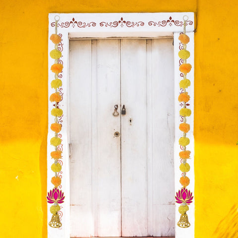 Beautiful Marigold Lotus Hanging with Golden Bells for Traditional Festive Home Decor and Ethnic Festival Celebrations. India’s Largest Pooja Accessories Brand – www.satvikworld.com
