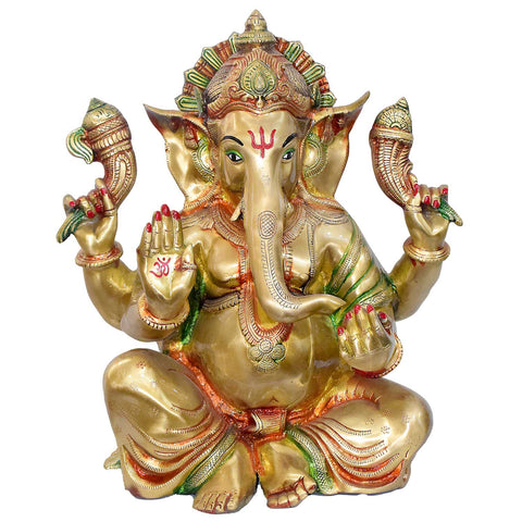 Exquisite Brass Ganpati Idol for Home and Temple | Intricately Designed Large Brass Ganesha Statue for Puja & Decor | Buy Premium Hindu God Idols Online | Worlds's Largest Puja Accessories Brand - Satvik No. 1 Brass Idol Collection 

