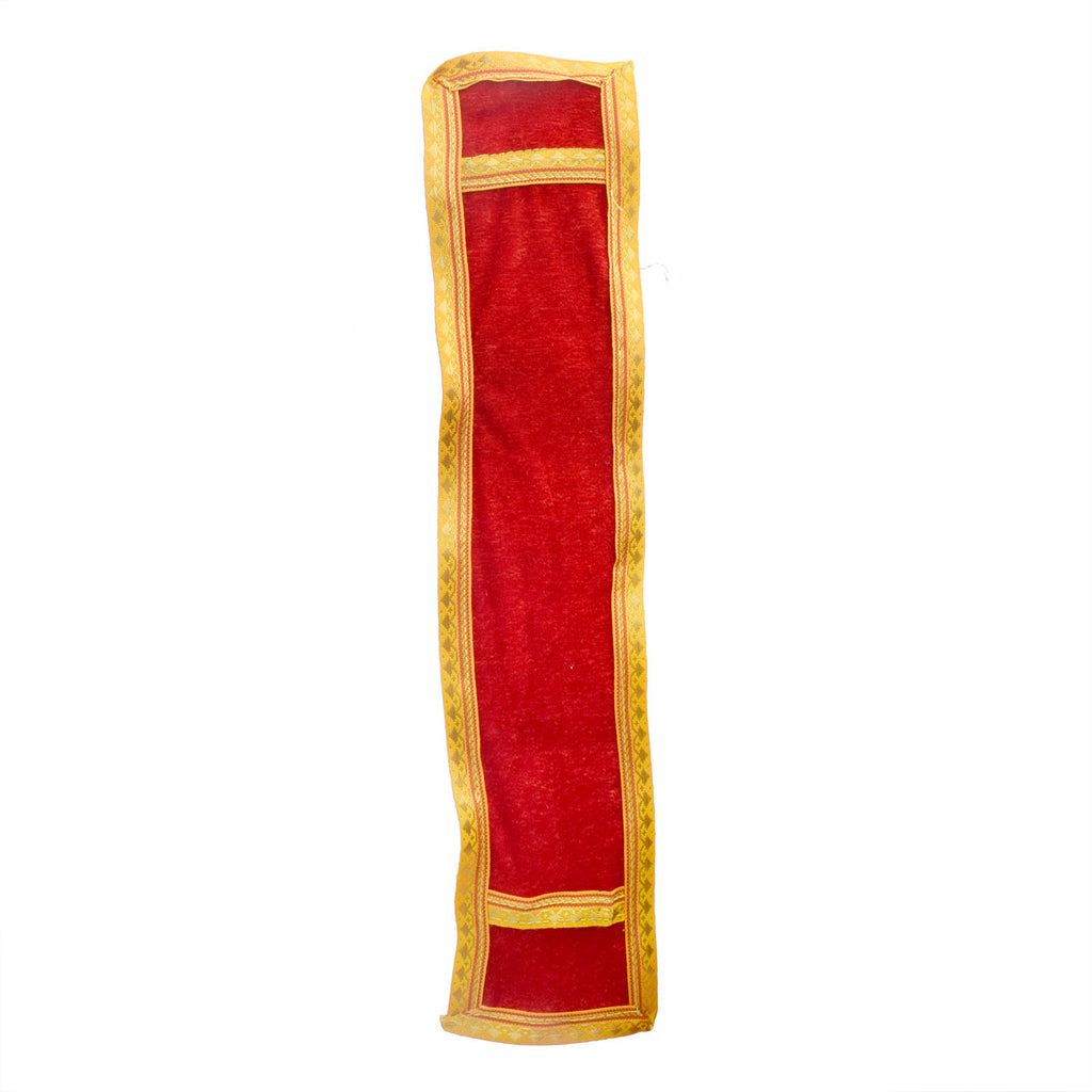 Blossom red Patka or Duppata with intricate golden lace border, available in 15 and 22 inch sizes for deity or idol decoration. India’s Largest Pooja Accessories Brand – www.satvikworld.com