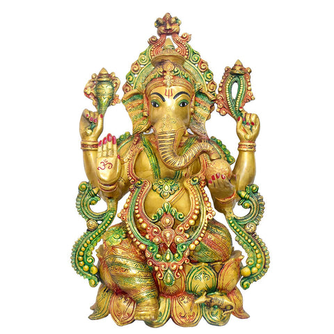 21 Inch Grand Brass Lord Ganesha Idol – Antique Finish