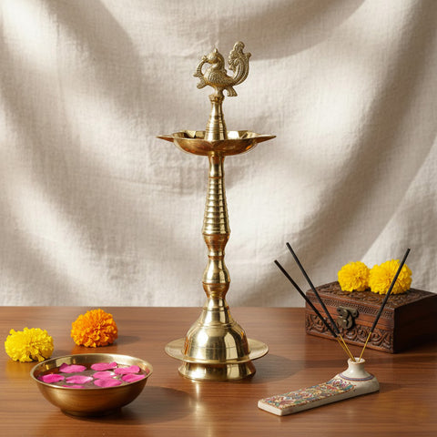  Brass Peacock Kerala Diya | India’s Largest Pooja Accessories Brand – www.satvikworld.com
