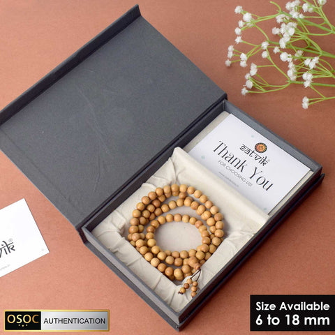 Certified 100% Original Authentic Mysore White Sandalwood (Chandan) Jap Mala