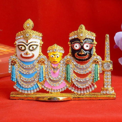Colorful Lord Jagannath Idol featuring traditional attire and vibrant detailing, perfect for home temple or spiritual décor. India’s Largest Pooja Accessories Brand – www.satvikworld.com
