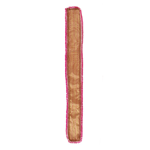 Cream and pink Patka or Angvastra, 32 inches in size, made from soft, lightweight fabric, ideal for religious rituals, temple visits, and traditional ceremonies. India’s Largest Pooja Accessories Brand – www.satvikworld.com