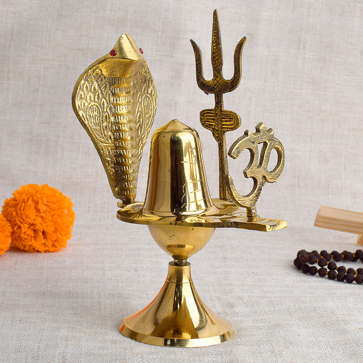 Charming Pure Brass Shivling (6.3 Inch) Puja Store Online Pooja Items Online Puja Samagri Pooja Store near me www.satvikworld.com