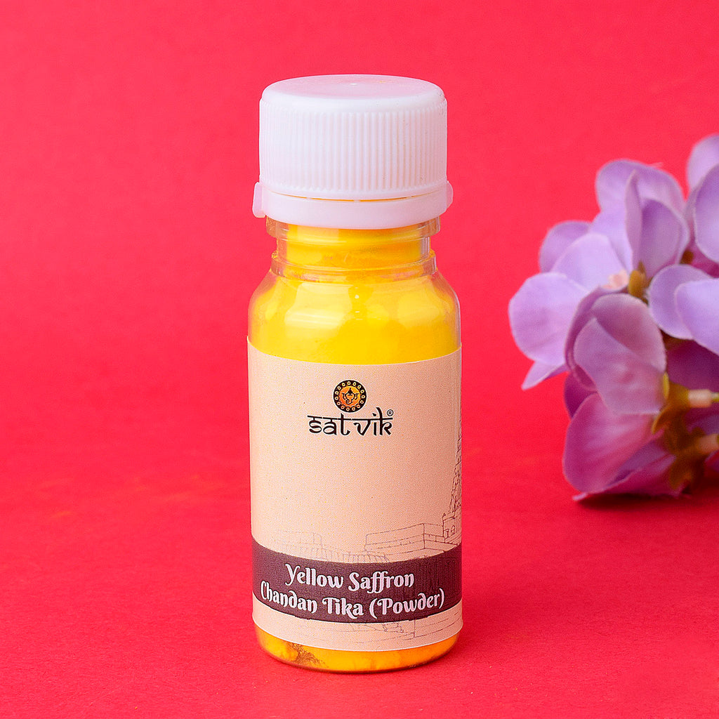 Yellow Saffron Chandan Tika Powder for Pooja Online | Shop From www.satvikworld.com