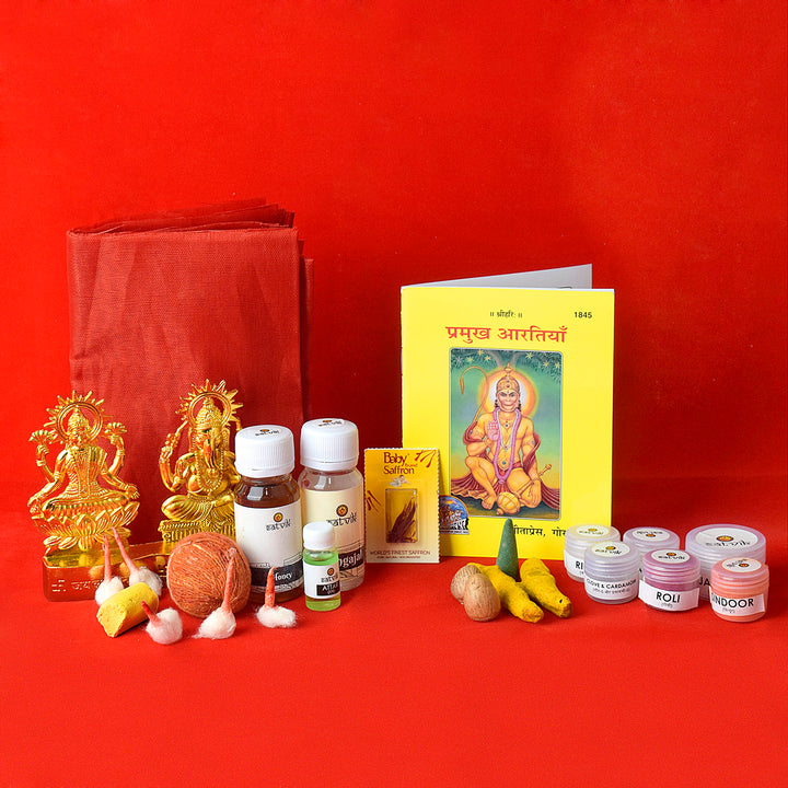 Complete Pujan Samagari Kit which are required for Diwali Pujan | Buy Pujan Kit Online | Pooja Kit Online | Satvikworld.com