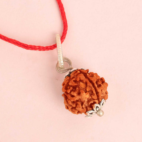 Certified 4 Mukhi Rudraksha Pendant with metal cap for communication and wisdom. India’s Premium Rudraksha Jap Mala Store- www.satvikworld.com
