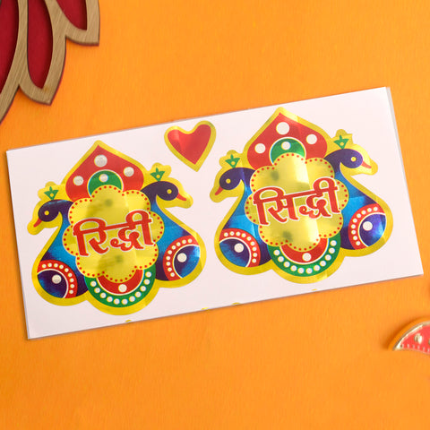 Traditional Ridhi Sidhi Wall Sticker ( Assorted )