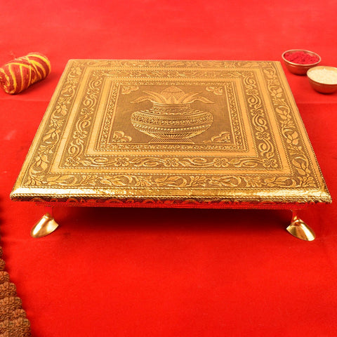 Wooden Kalash Chowki with Meenakari Design