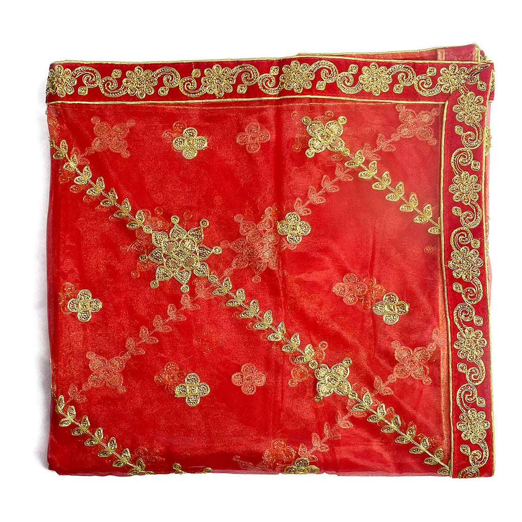 Add elegance to your pooja decor with this stunning Pink and Gold Mata Chunri, measuring 216 cm x 104 cm. Designed with golden floral patterns and a decorative border, it is perfect for Devi pooja, temple decor, and religious ceremonies during Navratri, Diwali, and other festive occasions.

Shop now at satvikworld.com for authentic Hindu pooja essentials delivered across the USA.