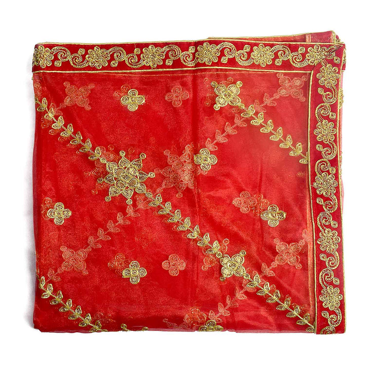 Add elegance to your pooja decor with this stunning Pink and Gold Mata Chunri, measuring 216 cm x 104 cm. Designed with golden floral patterns and a decorative border, it is perfect for Devi pooja, temple decor, and religious ceremonies during Navratri, Diwali, and other festive occasions.

Shop now at satvikworld.com for authentic Hindu pooja essentials delivered across the USA.