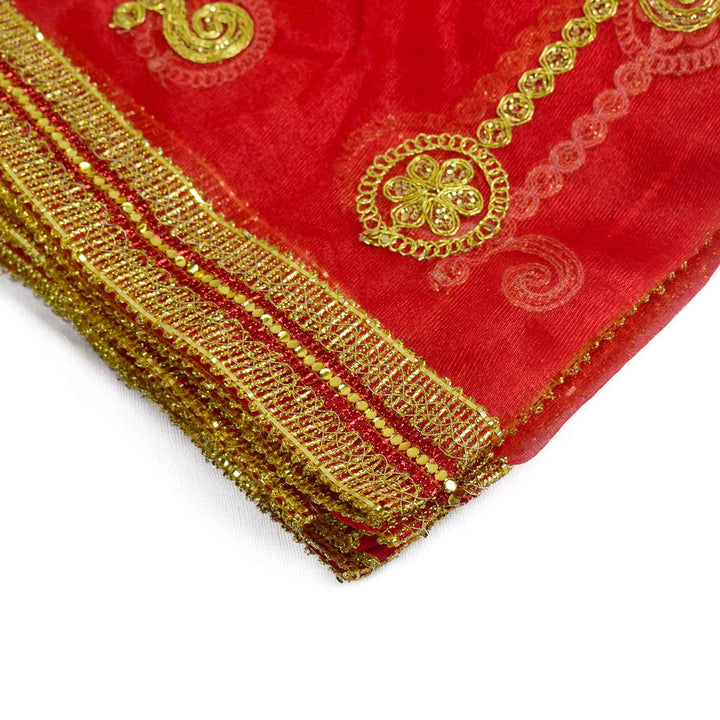 Add a touch of elegance to your pooja rituals with this exquisite Pink and Gold Mata Chunri, sized 225 cm x 104 cm. Featuring vertical golden motifs with intricate detailing and a shimmering border, it is perfect for Devi pooja, temple decor, and religious ceremonies during Navratri, Diwali, and other festivals.

Shop now at satvikworld.com for premium Hindu pooja essentials delivered across the USA.