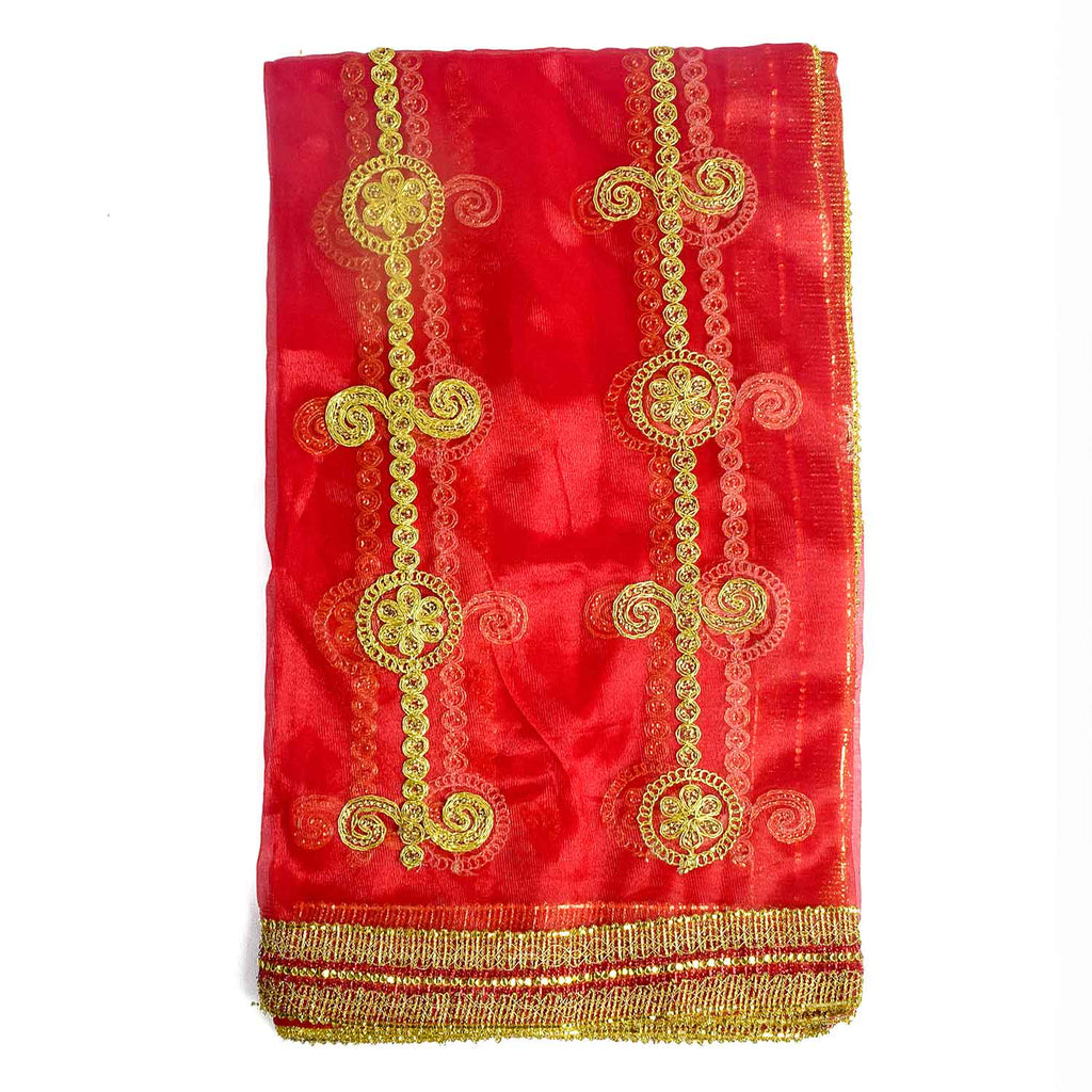 Add a touch of elegance to your pooja rituals with this exquisite Pink and Gold Mata Chunri, sized 225 cm x 104 cm. Featuring vertical golden motifs with intricate detailing and a shimmering border, it is perfect for Devi pooja, temple decor, and religious ceremonies during Navratri, Diwali, and other festivals.

Shop now at satvikworld.com for premium Hindu pooja essentials delivered across the USA.