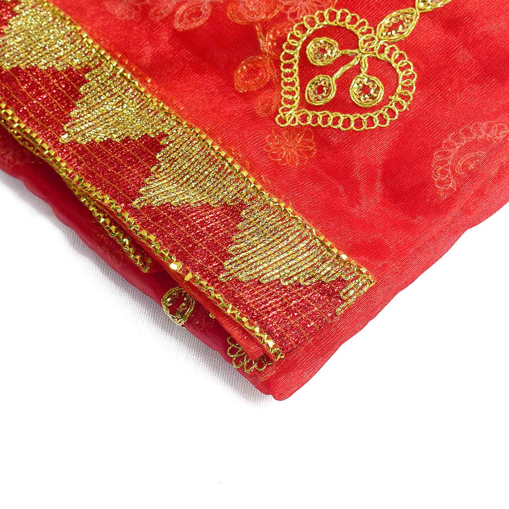 Traditional Pink Pooja Chunri with Golden Embroidered Chain Motifs – 100x208 cm (39.4x81.9 inches), ideal for Hindu rituals, temple decor, and festive celebrations like Diwali and Navratri in the USA.