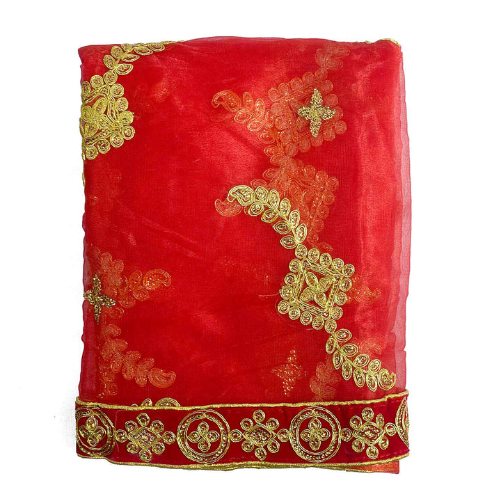 Enhance your pooja decor with this beautiful Pink and Gold Mata Chunri, measuring 212 cm x 102 cm. Adorned with intricate gold motifs and a decorative border, it is ideal for Devi pooja, mandir decoration, and religious ceremonies during Navratri, Diwali, and other festivals.

Shop now at satvikworld.com for authentic Hindu pooja essentials delivered across the USA.