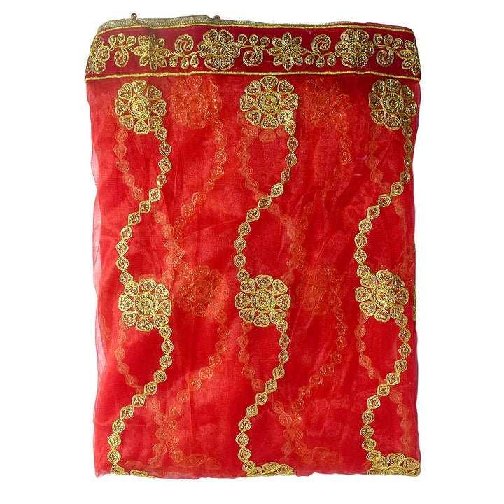 Enhance your pooja rituals with this elegant Pink and Gold Mata Chunri, sized 214 cm x 103 cm. Featuring golden wave-like patterns and a decorative border, it is ideal for Devi pooja, temple decor, and religious ceremonies during Navratri, Diwali, and other festive celebrations.

Shop now at satvikworld.com for premium Hindu pooja essentials delivered across the USA.