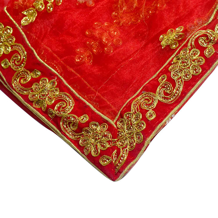 Enhance your pooja rituals with this elegant Pink and Gold Mata Chunri, measuring 216 cm x 99 cm. Featuring intricate gold paisley patterns and a decorative red border, it is ideal for Devi pooja, altar decoration, and religious ceremonies during Navratri, Diwali, and other auspicious events.

Shop now at satvikworld.com for authentic Indian pooja accessories delivered across the USA.