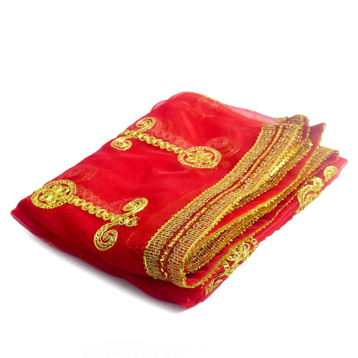 Add a touch of elegance to your pooja rituals with this exquisite Pink and Gold Mata Chunri, sized 225 cm x 104 cm. Featuring vertical golden motifs with intricate detailing and a shimmering border, it is perfect for Devi pooja, temple decor, and religious ceremonies during Navratri, Diwali, and other festivals.

Shop now at satvikworld.com for premium Hindu pooja essentials delivered across the USA.