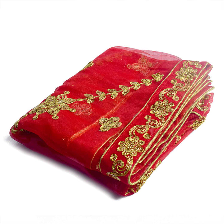 Add elegance to your pooja decor with this stunning Pink and Gold Mata Chunri, measuring 216 cm x 104 cm. Designed with golden floral patterns and a decorative border, it is perfect for Devi pooja, temple decor, and religious ceremonies during Navratri, Diwali, and other festive occasions.

Shop now at satvikworld.com for authentic Hindu pooja essentials delivered across the USA.