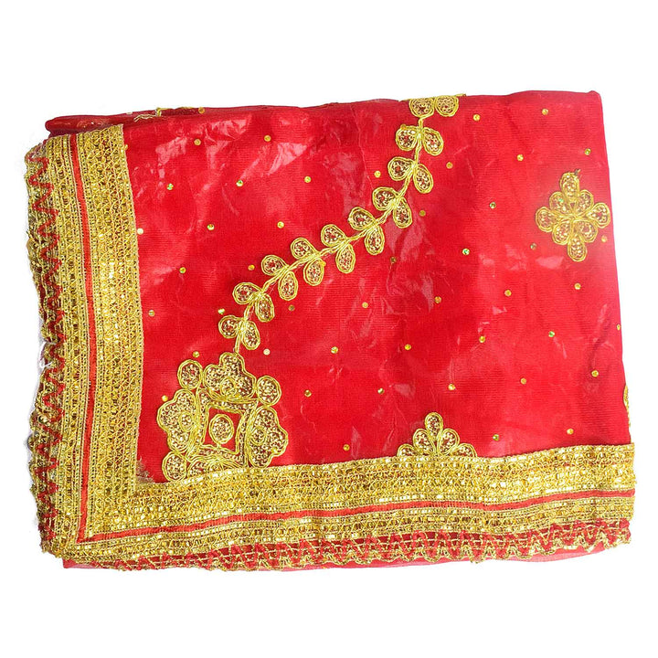 Elevate your pooja rituals and festive decor with this Pink and Gold Mata Chunri, measuring 186 cm x 104 cm. Featuring golden floral patterns and wavy designs, it is perfect for Devi pooja, mandir decoration, and religious ceremonies like Navratri and Diwali.

Shop now at satvikworld.com for authentic Indian pooja essentials across the USA.