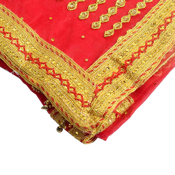 Enhance your spiritual rituals with this Pink and Gold Chunri, measuring 188 cm (74 inches) in length and 108 cm (42.5 inches) in height. Adorned with intricate golden motifs and decorative patterns, this divine prayer cloth is perfect for Devi pooja, temple decoration, or religious ceremonies. Ideal for Navratri, Diwali, Karva Chauth, and special occasions, it adds a sacred touch to your home mandir or altar.

🛍️ Shop now  on Satvikworld.com for authentic Indian puja essentials. 