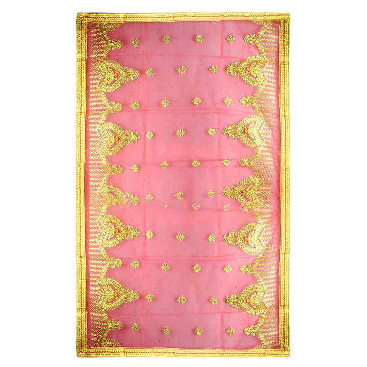 Enhance your spiritual rituals with this Pink and Gold Chunri, measuring 188 cm (74 inches) in length and 108 cm (42.5 inches) in height. Adorned with intricate golden motifs and decorative patterns, this divine prayer cloth is perfect for Devi pooja, temple decoration, or religious ceremonies. Ideal for Navratri, Diwali, Karva Chauth, and special occasions, it adds a sacred touch to your home mandir or altar.

🛍️ Shop now  on Satvikworld.com for authentic Indian puja essentials. 