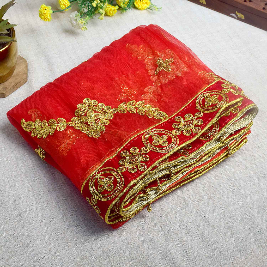 Enhance your pooja decor with this beautiful Pink and Gold Mata Chunri, measuring 212 cm x 102 cm. Adorned with intricate gold motifs and a decorative border, it is ideal for Devi pooja, mandir decoration, and religious ceremonies during Navratri, Diwali, and other festivals.

Shop now at satvikworld.com for authentic Hindu pooja essentials delivered across the USA.